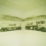 Painted wall mural for trucking company