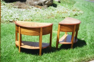 Zebra wood and lace wood tables