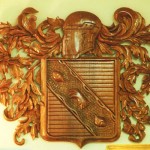 Rhodes Family Crest, hand-carved, mahogany
