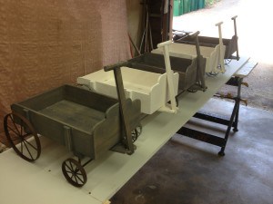 Wooden wagons with steel wheels