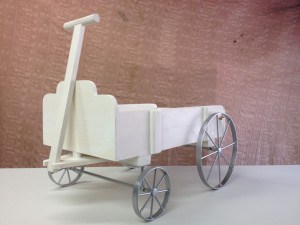 Wooden wagon with steel wheels